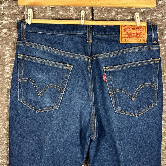 Levis 517 Jeans Mens 36x32 Blue Denim Bootcut Fit Dark Stone Wash Red Tab Cotton - Picture 14 of 14